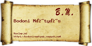 Bodoni Mátyás névjegykártya