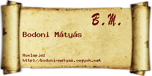 Bodoni Mátyás névjegykártya